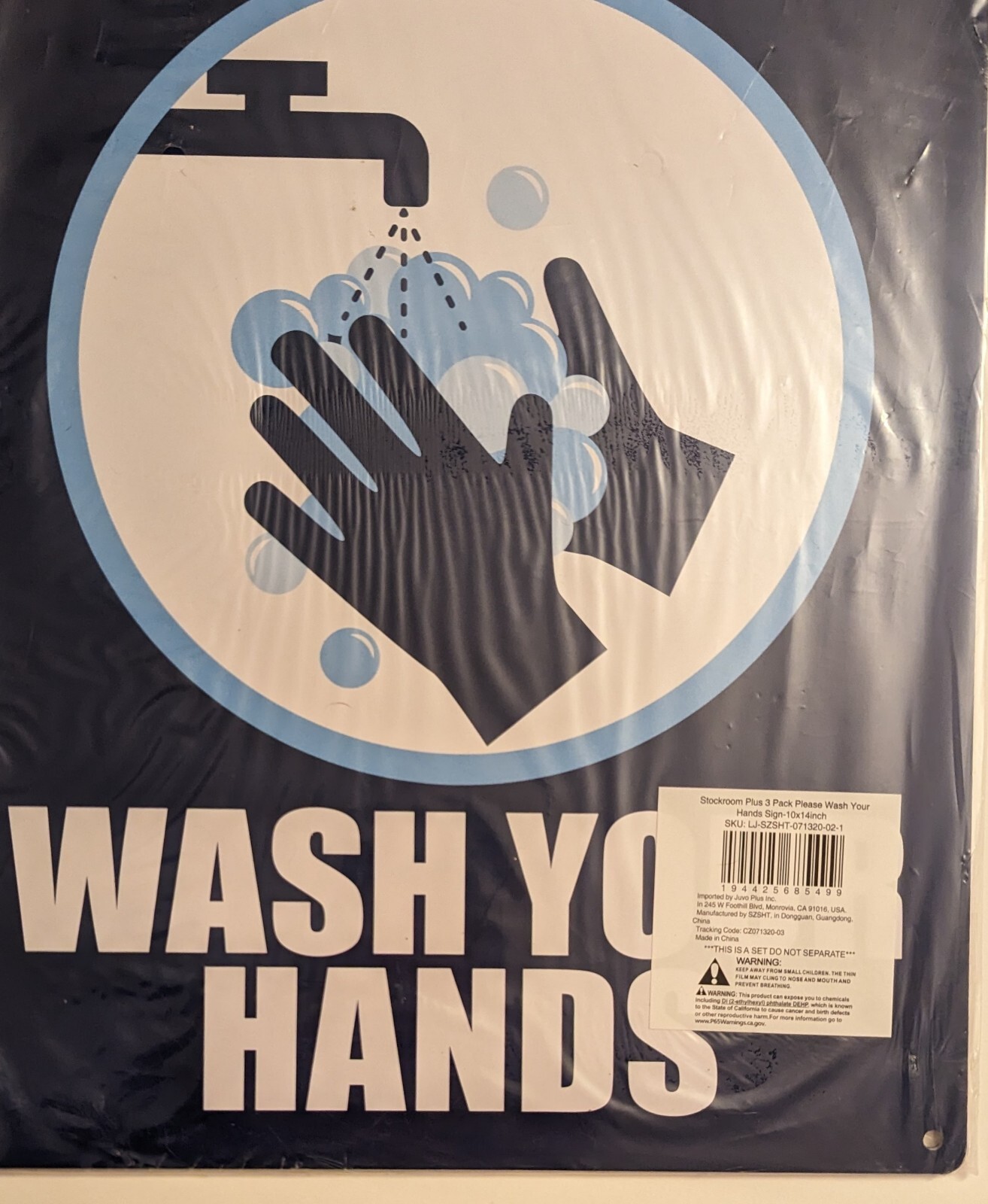 Vinyl Signs 3 Pack Please Wash Your Hands Wall 10×14 inch Restroom Bathroom Door