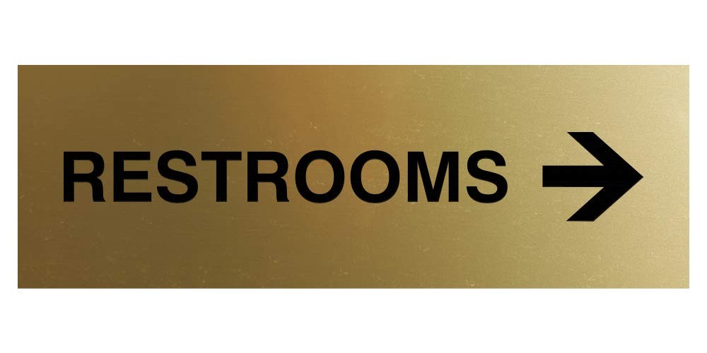 1 PCS Medium Brushed Gold Basic Restrooms Right Arrow Directional Sign Tape