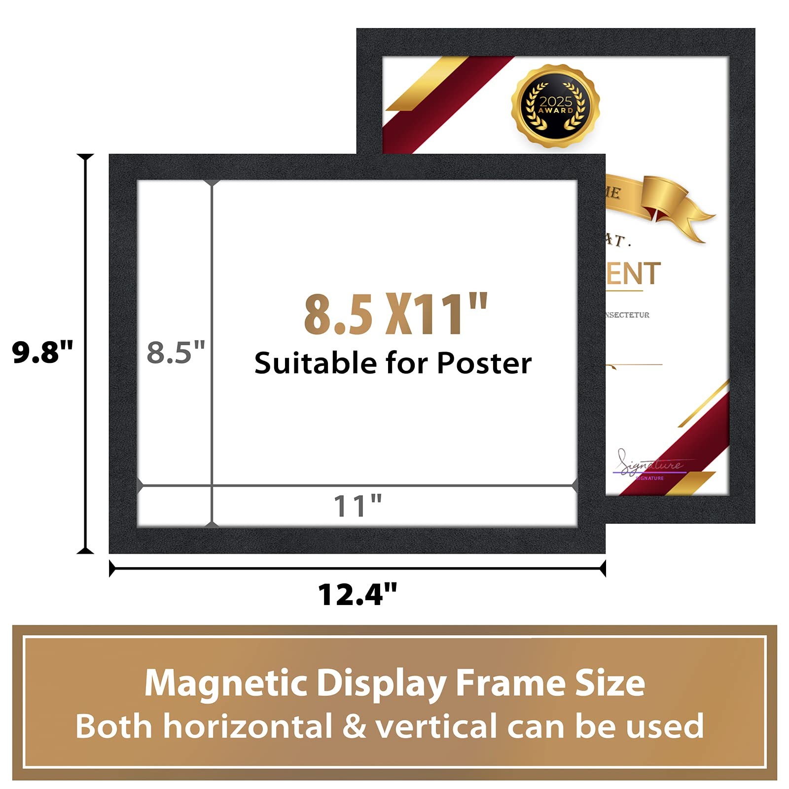 PUJIANG 8.5″x 11″Magnetic Sign Holder, Double Sided 10Packs 8.5″x11″, Black