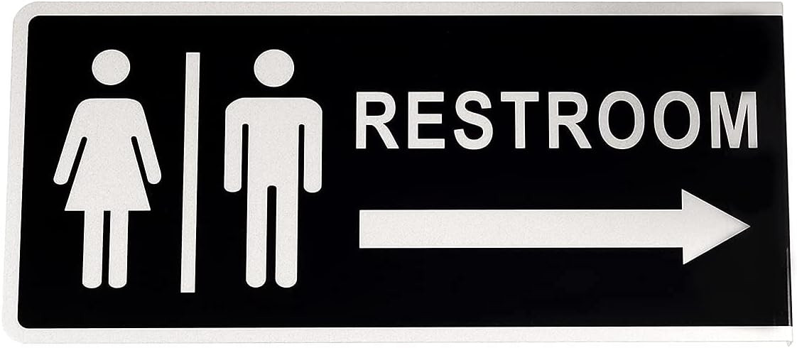 Double Sided Aluminum Restroom Sign 12.1 x 5.5 Inches for Home Office