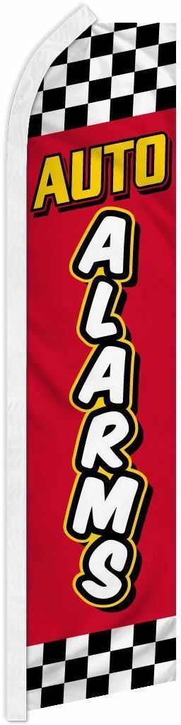 “AUTO ALARMS” advertising super flag swooper banner business sign car ry