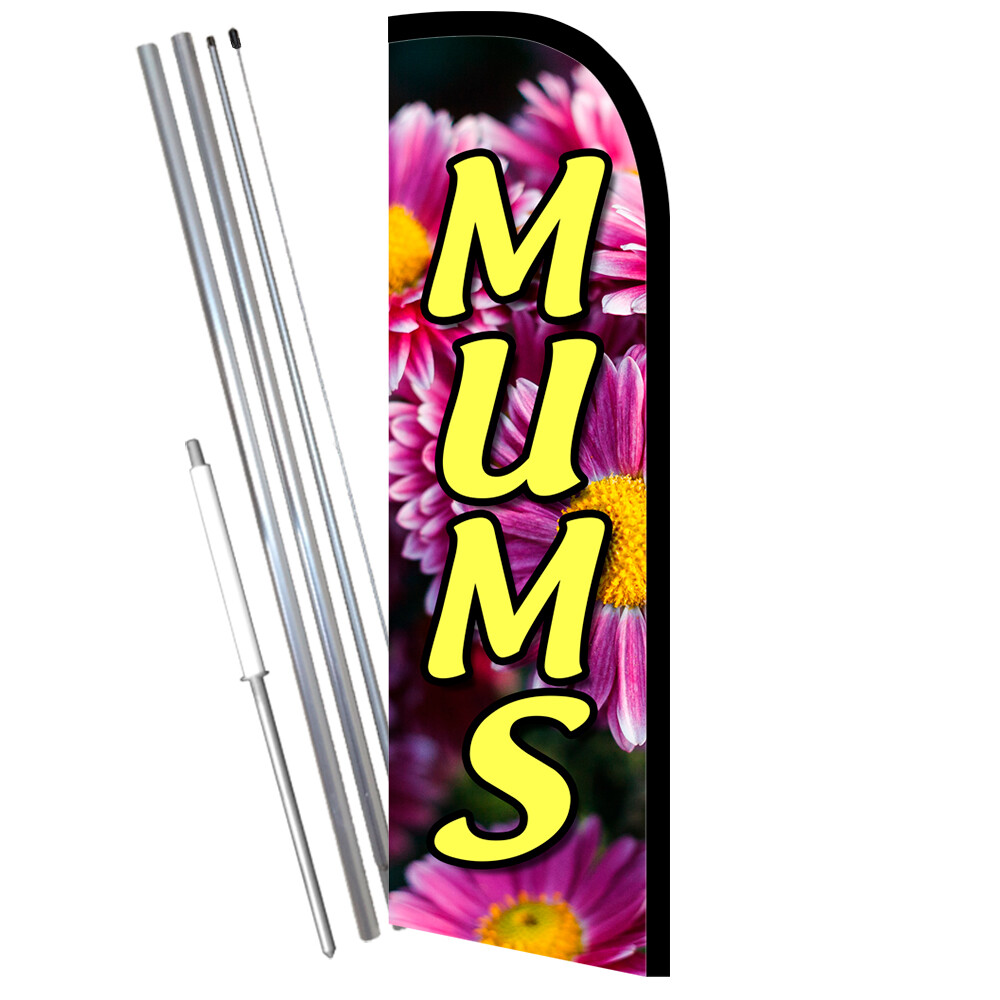 MUMS (Chrysanthemums) Premium Windless Feather Flag Bundle (Complete Kit) OR Op