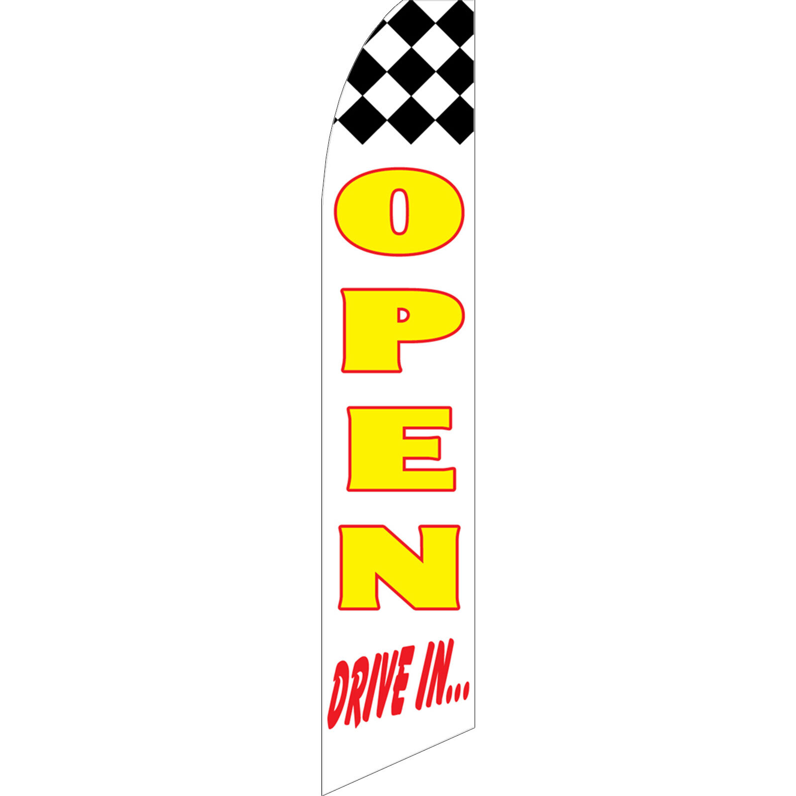 Open Drive In 2 1/2 ft X 11 1/2 ft Polyester Swooper Flag
