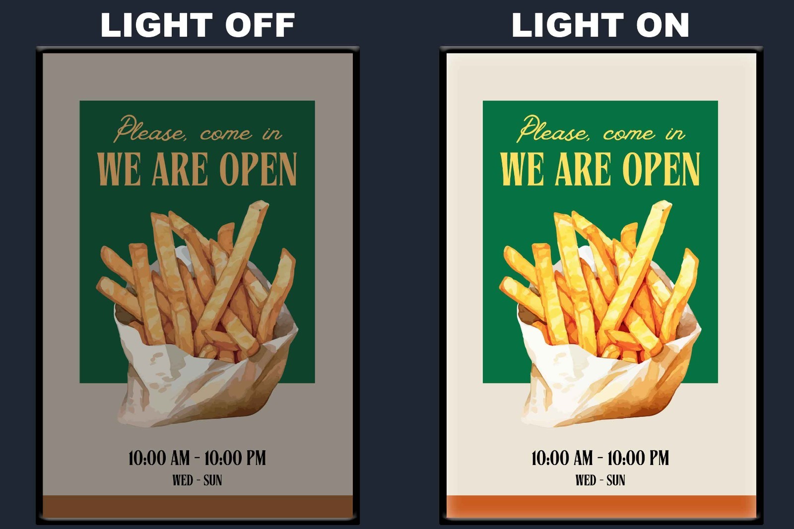 Custom LED Open Sign with Business Hours Personalized Light Box