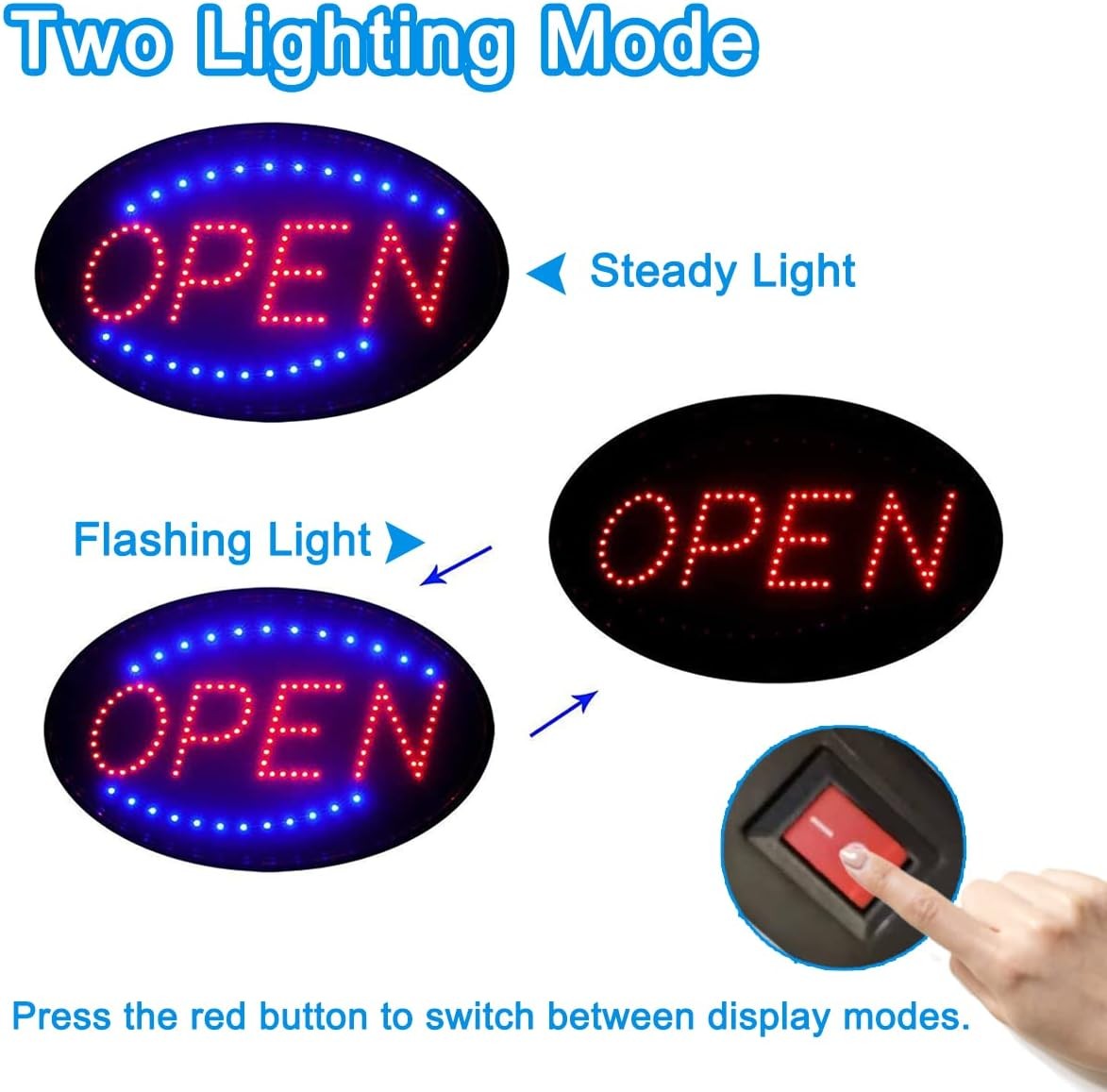 OPEN LED Neon Sign Animated Motion Ultra Bright Business Store Window w/ ON OFF