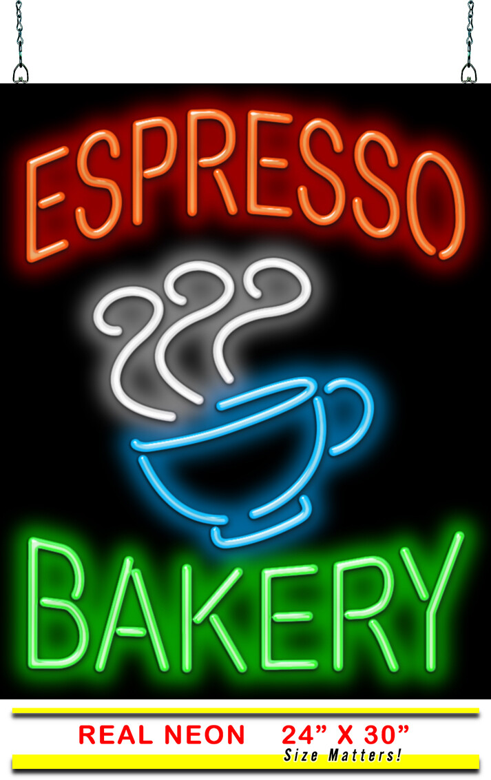 Espresso Bakery Neon Sign REAL Neon Window Sign Hand Bent Advertisement
