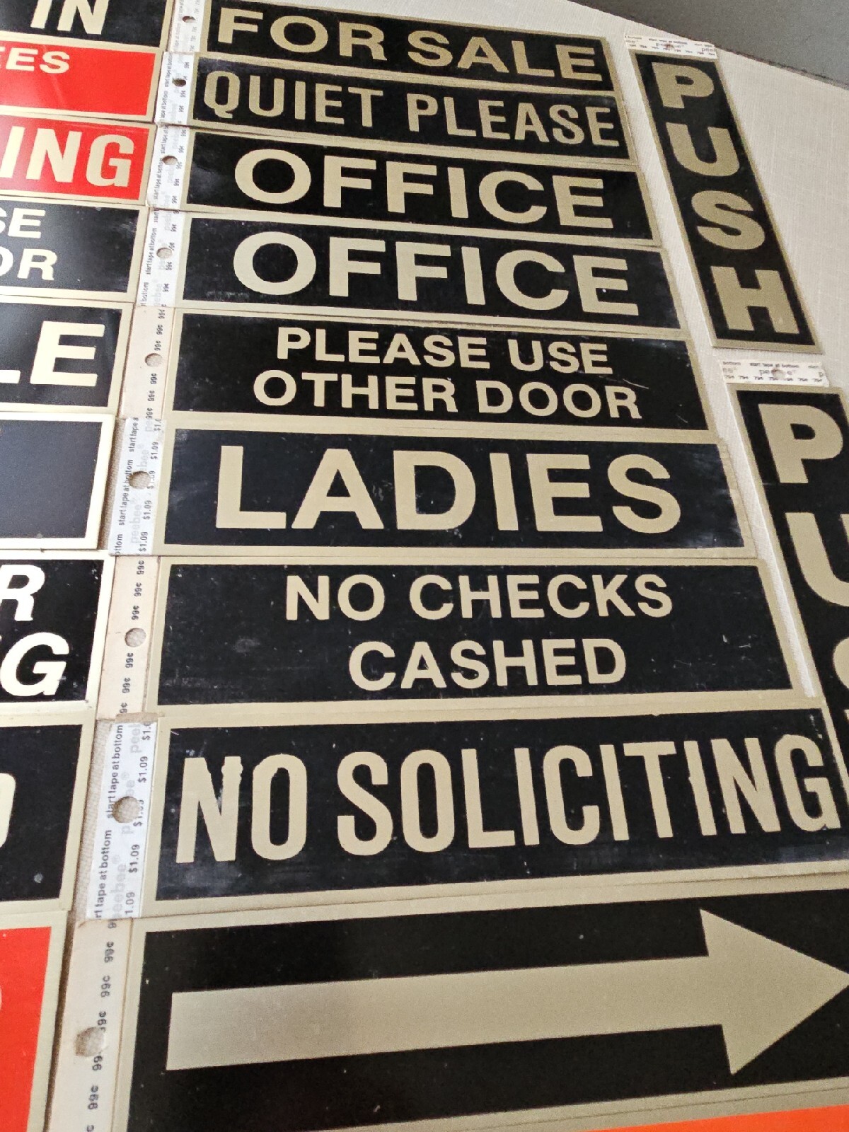 Metal Sticky Adhesive Backing Office Industrial Business Walk In Push (42) Signs