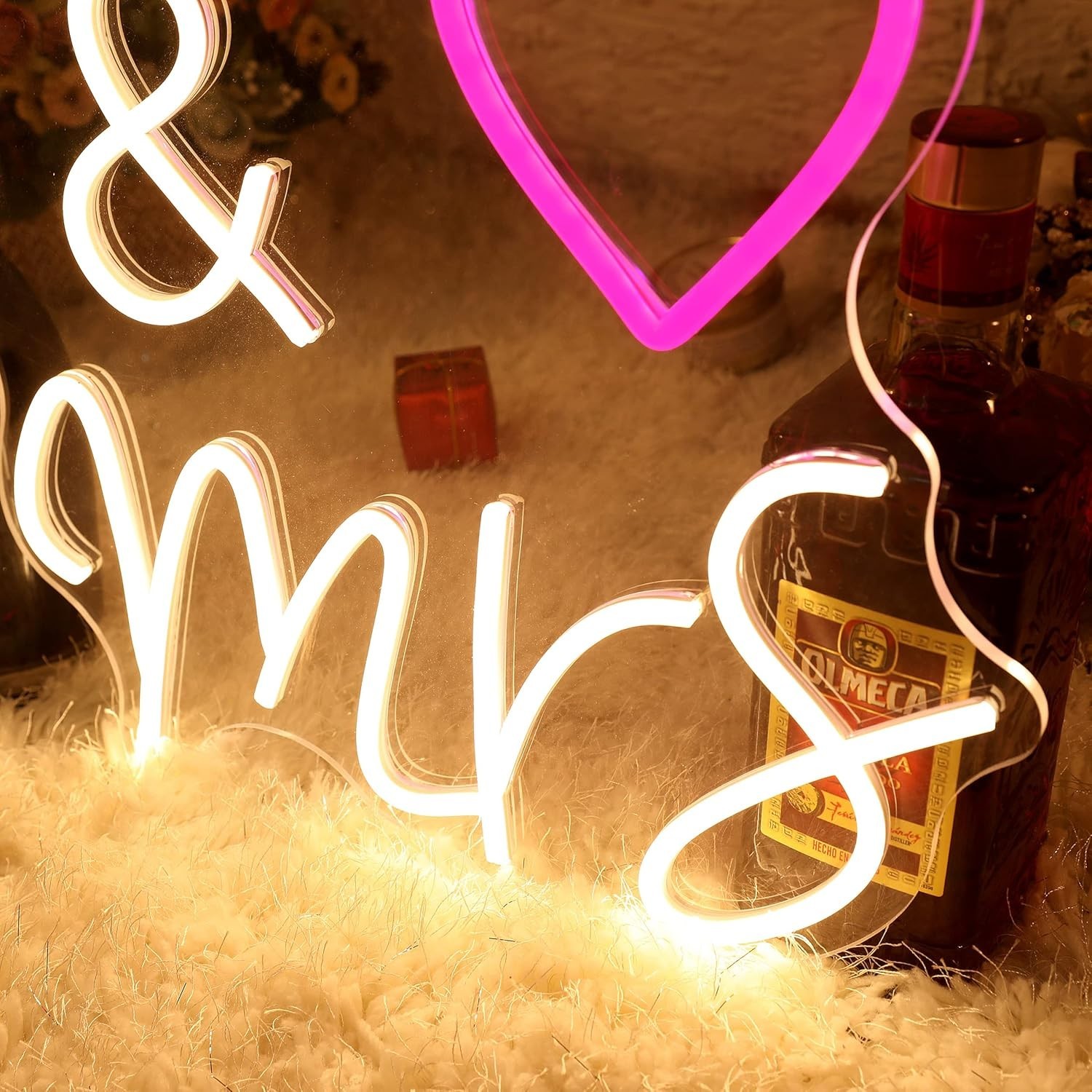 Led Neon Sign “Mr & Mrs” Heart 23″ x14″ Large 110V Wall Decor Wedding Party