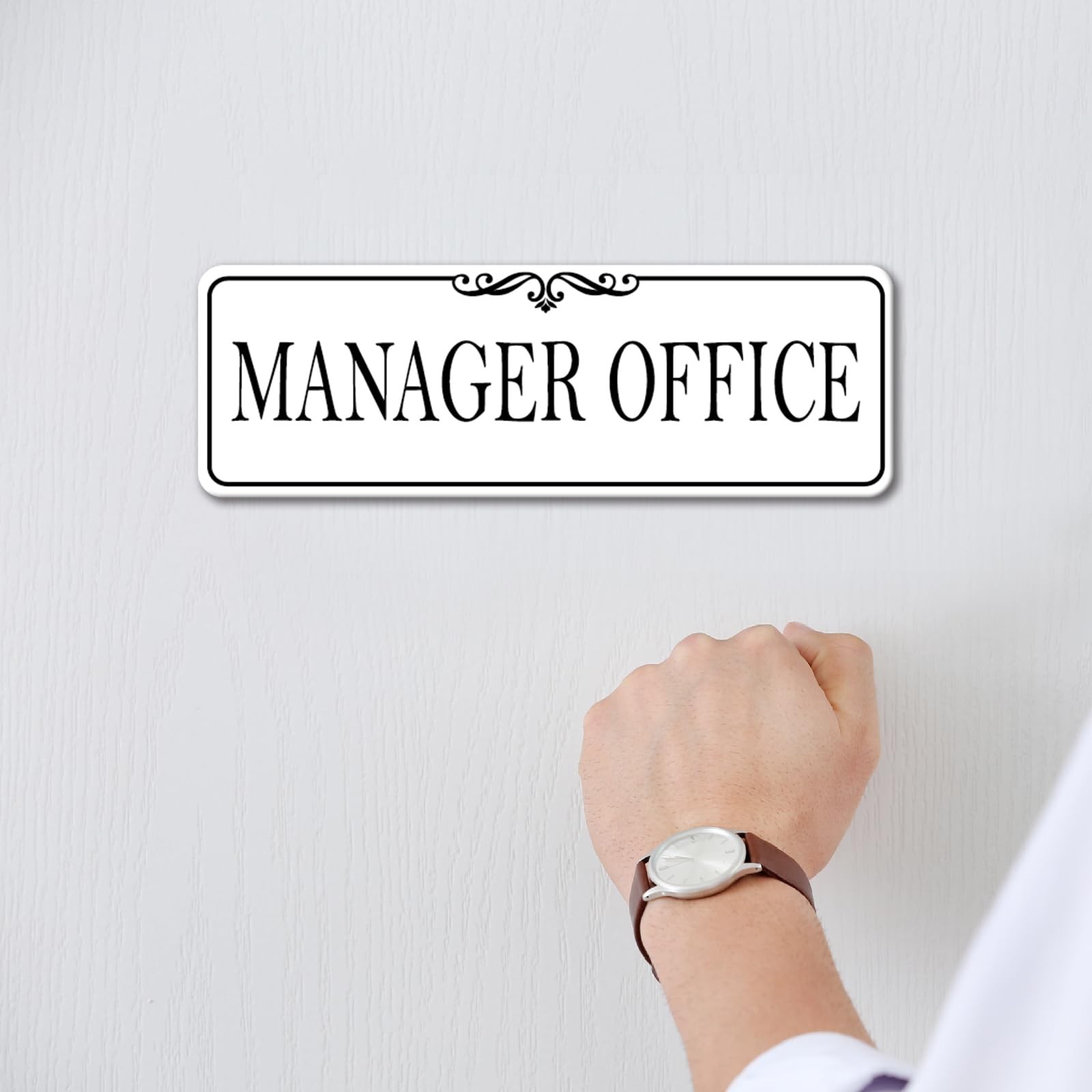 9×3 Inch Manager Office Sign Elegant White Acrylic Self Adhesive Wall Door