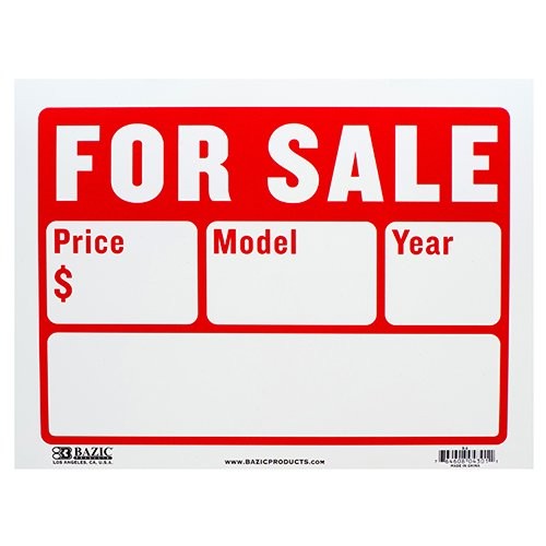 Plasticfor Sale Sign Board size 9 X 12 2 Lines Pack Of 2 Retail Store/car
