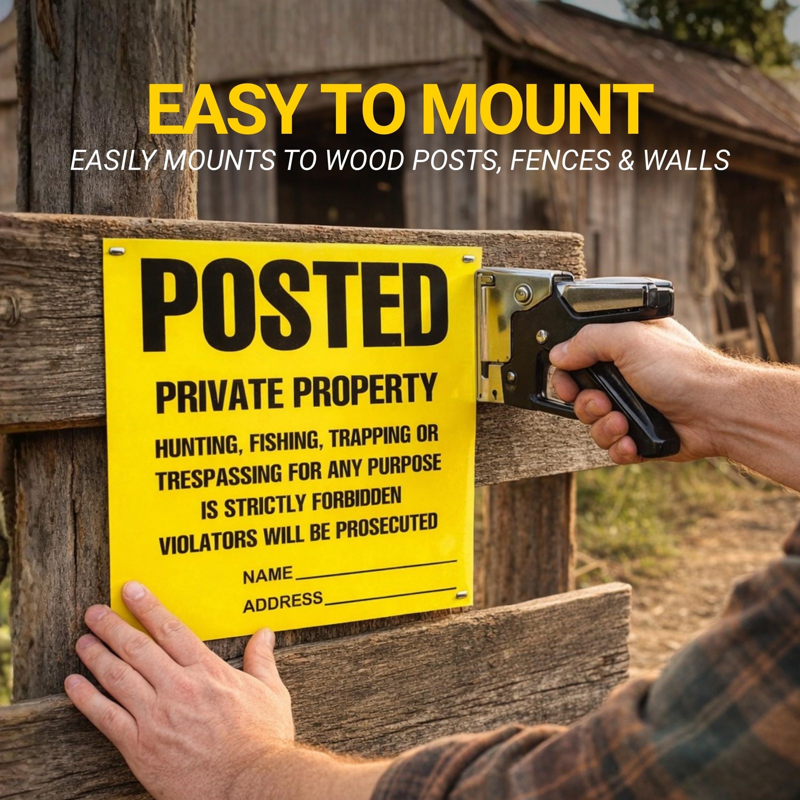 No Hunting No Trespassing Signs 11×11 Inch Yellow Private Property 100 Pack
