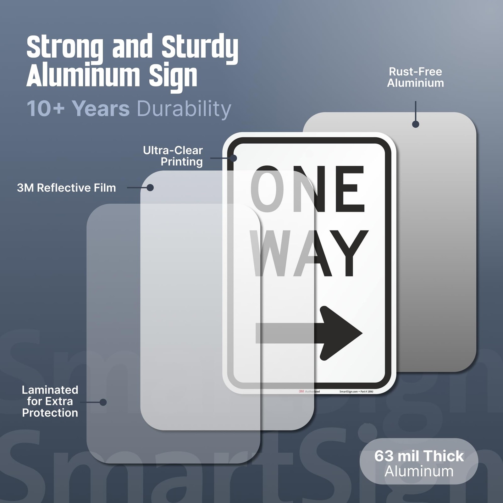 One Way Sign, One Way Sign with Right Arrow 18×12 3M Engineer Grade Reflectiv…