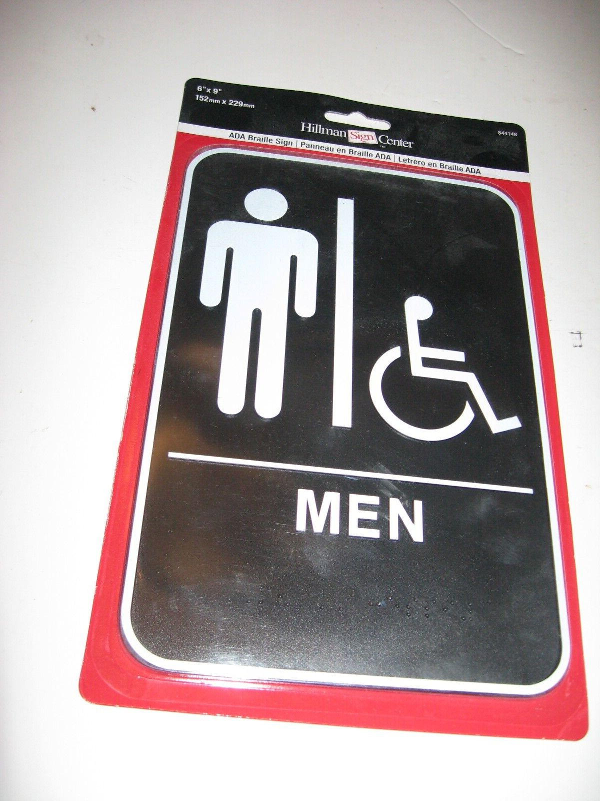2 Signs Women/Men Handicapped Restroom Sign with Braille 6″ X 9″ Hillman NEW