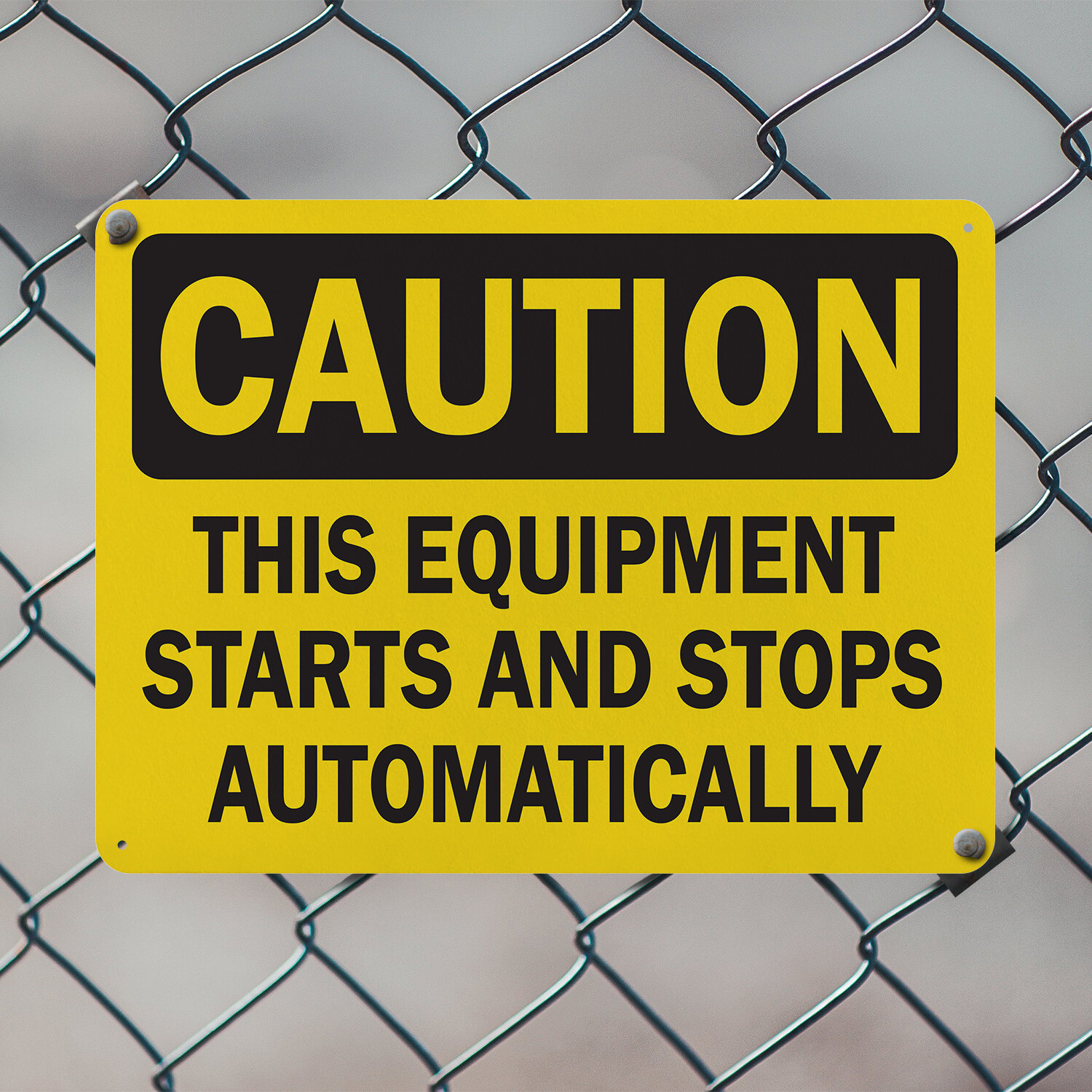 (2 Pack) Starts and Stops OSHA Caution Sign Decal Metal Plastic