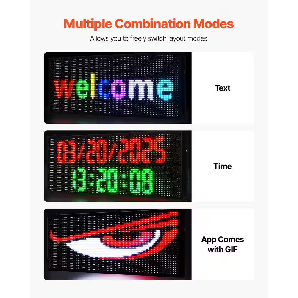 Programmable LED Sign P10 Full Color LED Scrolling Panel 39 In. X 13.8 In. DIY C