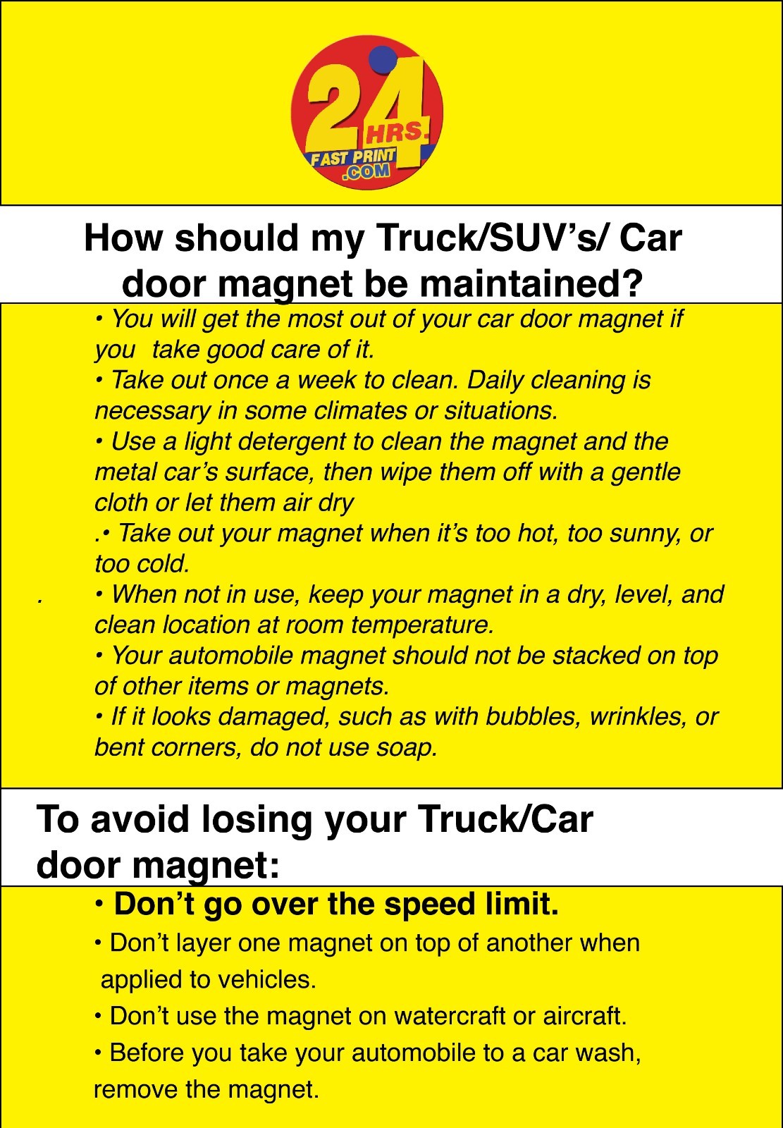 2 PER SETS – 24×18 IN CUSTOM CAR MAGNET MAGNETIC AUTO TRUCK SIGN MADE IN THE USA