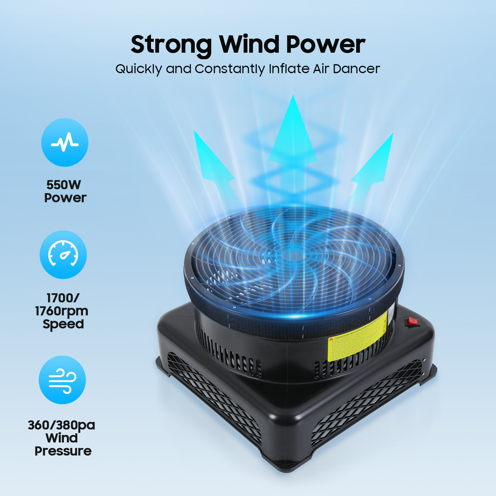 550W Air Blower Fan For Inflatable Wind Dancer Dancing Tube Man Puppet Fly Guy