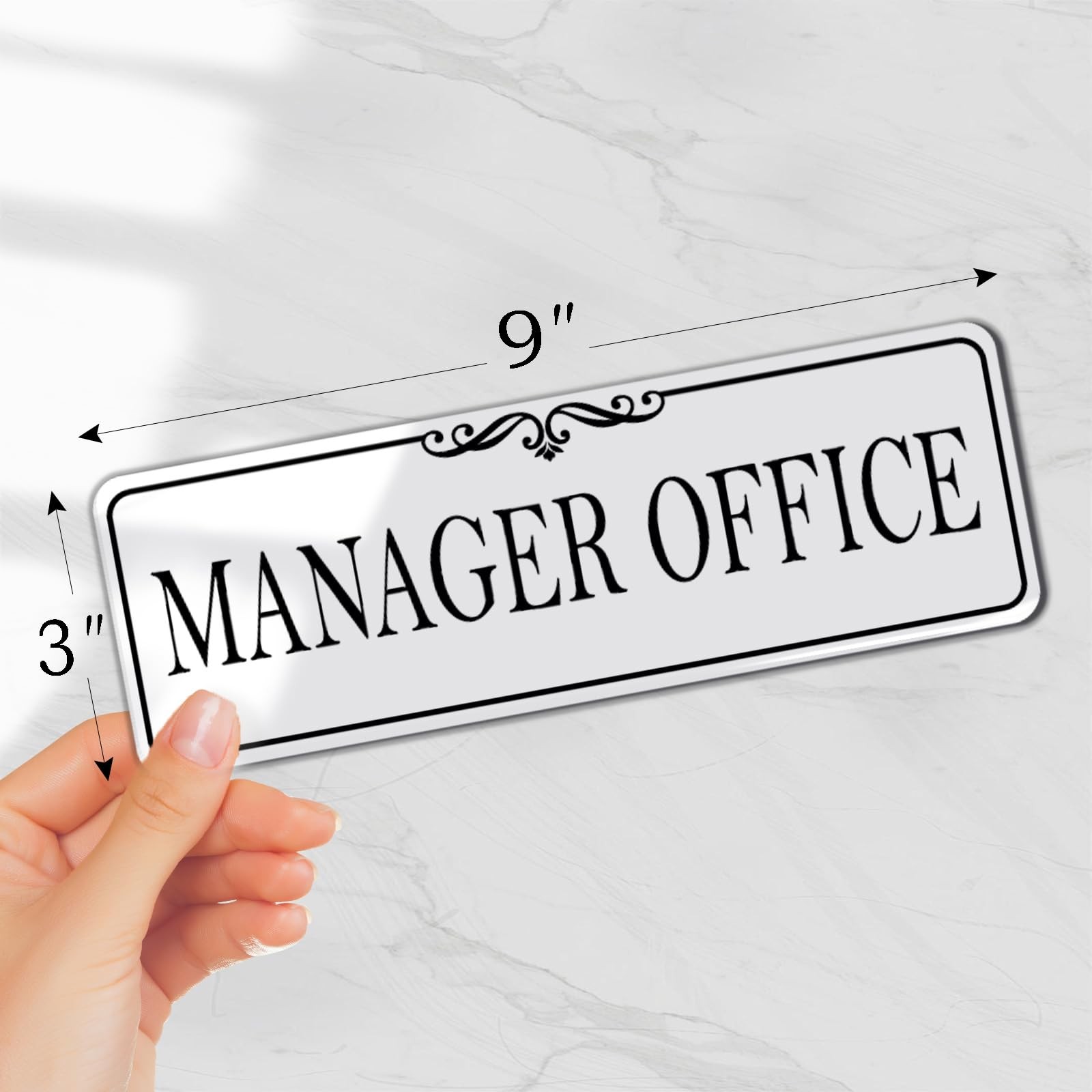 9×3 Inch Manager Office Sign Elegant White Acrylic Self Adhesive Wall Door