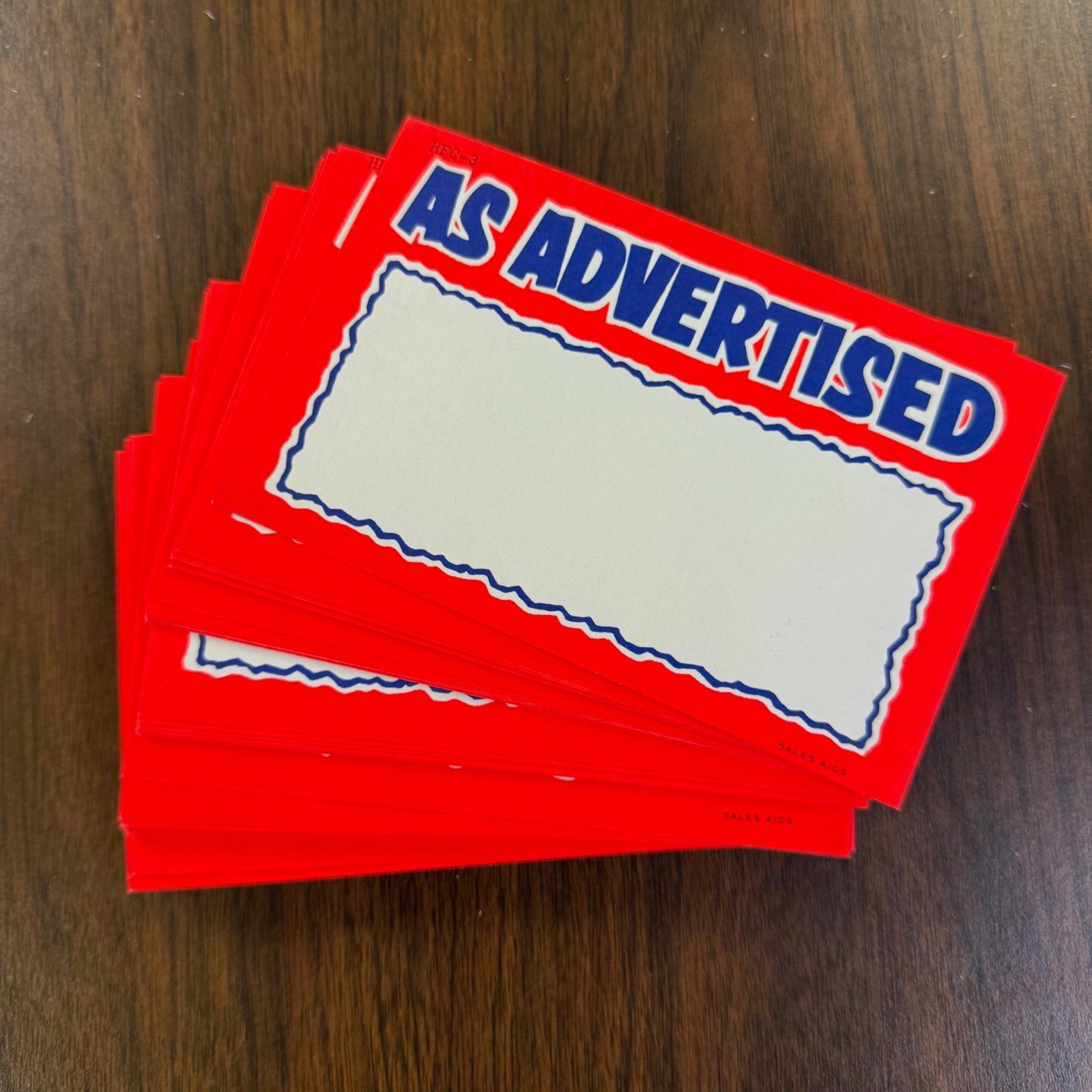 70 Pieces- 3.5″ x 5.5″ As Advertised Burst Price Cards Shelf Signs