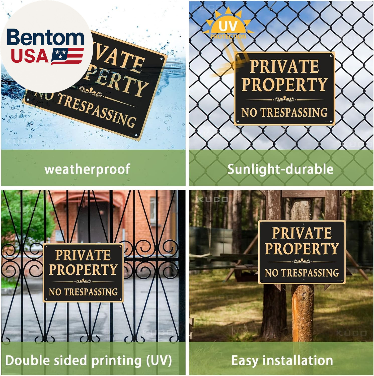 4 Pack Large Private Property No Trespassing Signs, 10″X14″, UV Ink Printing, 15