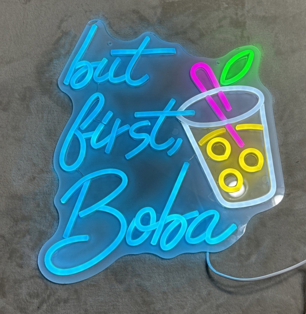 Neon Boba Sign Multicolor but first Boba 15″ x 13″ 5 Level Brightness Control