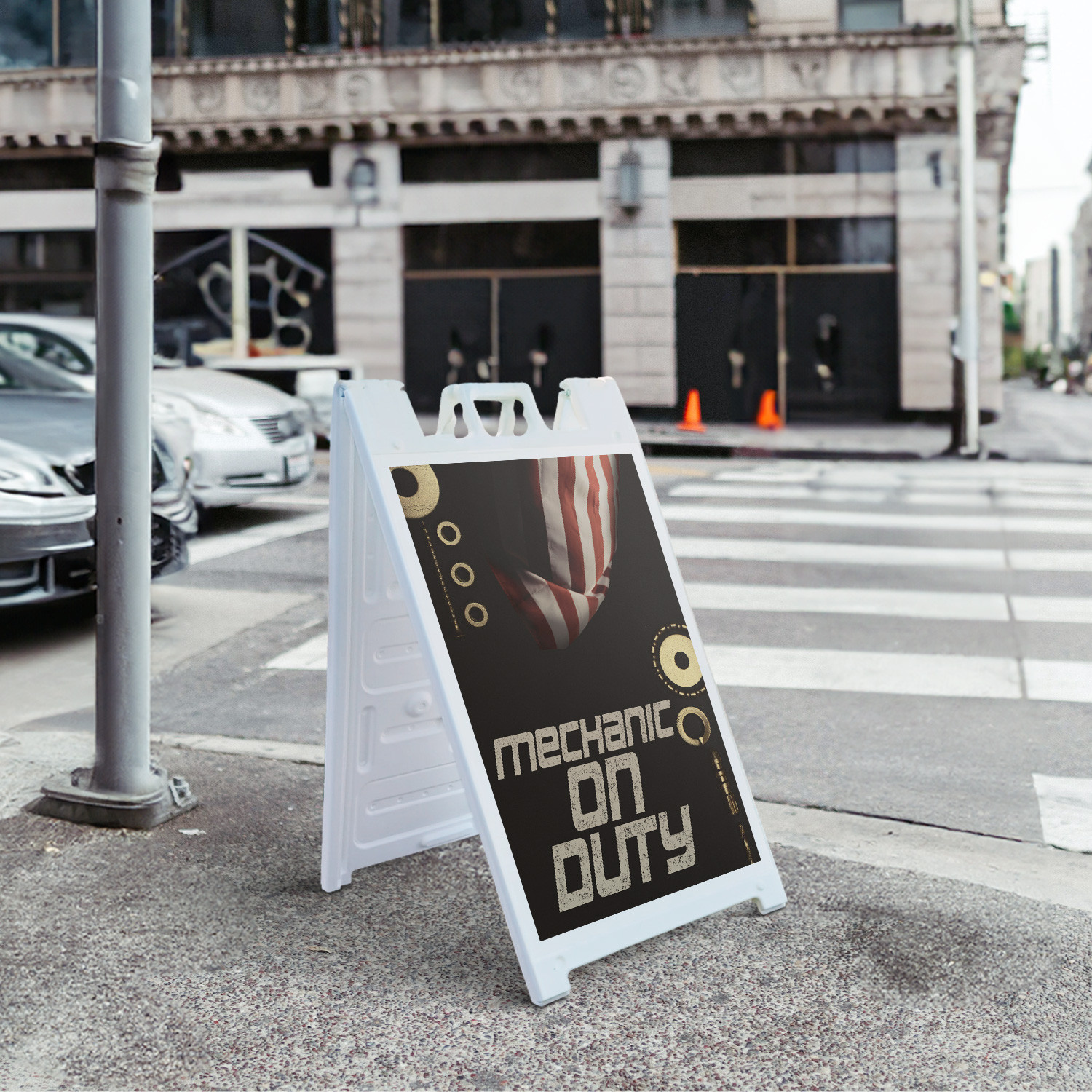 Mechanic On Duty Heavy Duty A-Frame Sidewalk Sign Professional Auto Repair