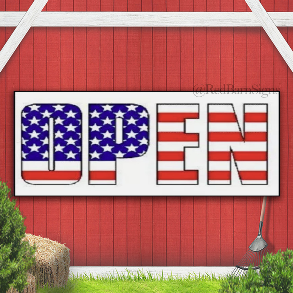 OPEN Flag Red White Blue Store Banner Advertising Business USA Sign