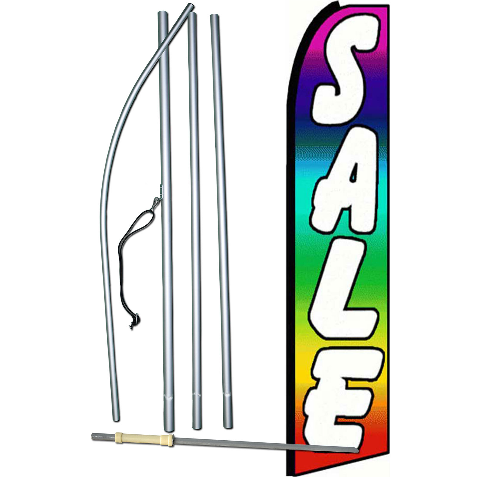 Sale Multi Color Flag with Flag Pole and Spike