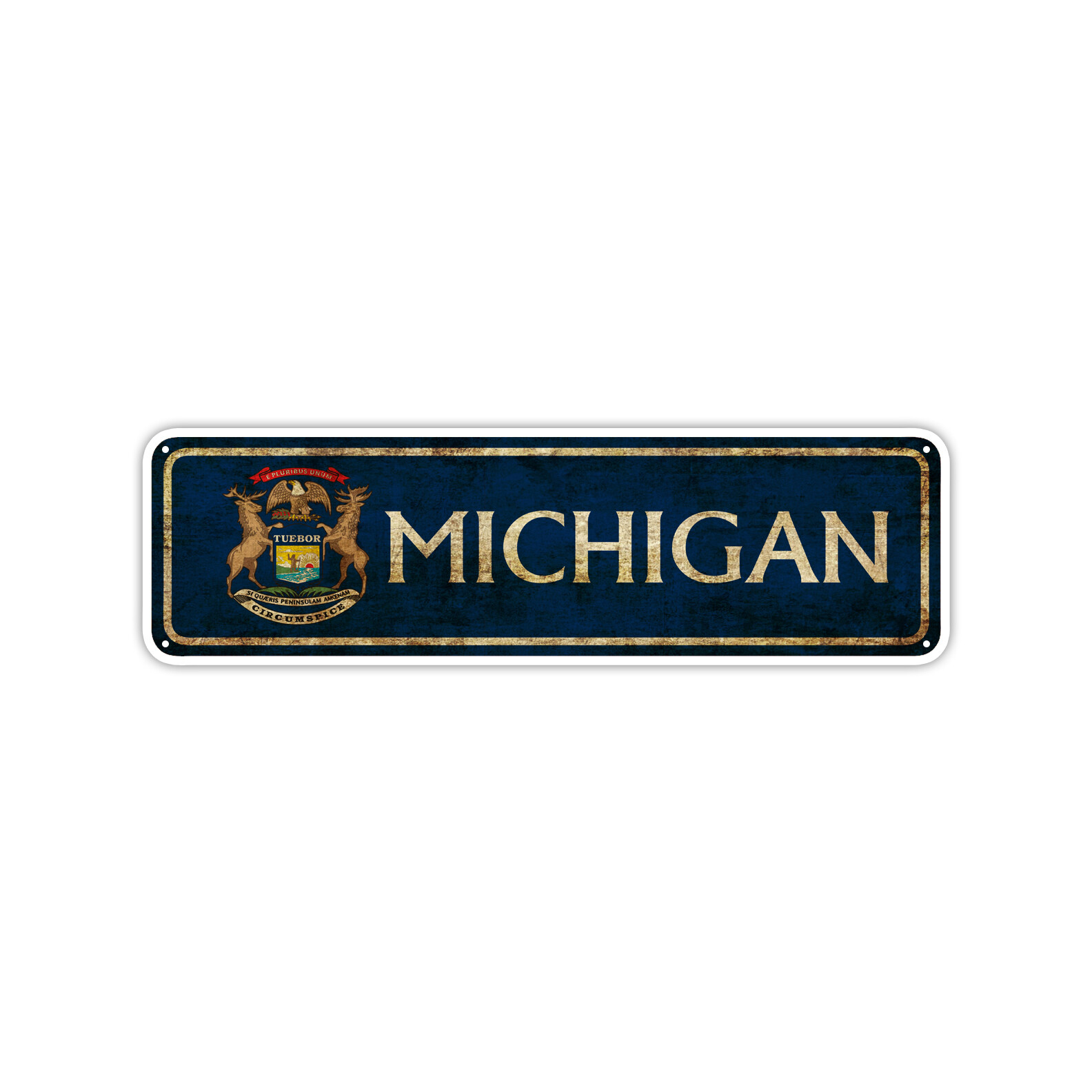 Michigan State Flag Vintage Sign Michigans Gift Road Wall Aluminum Metal Sign