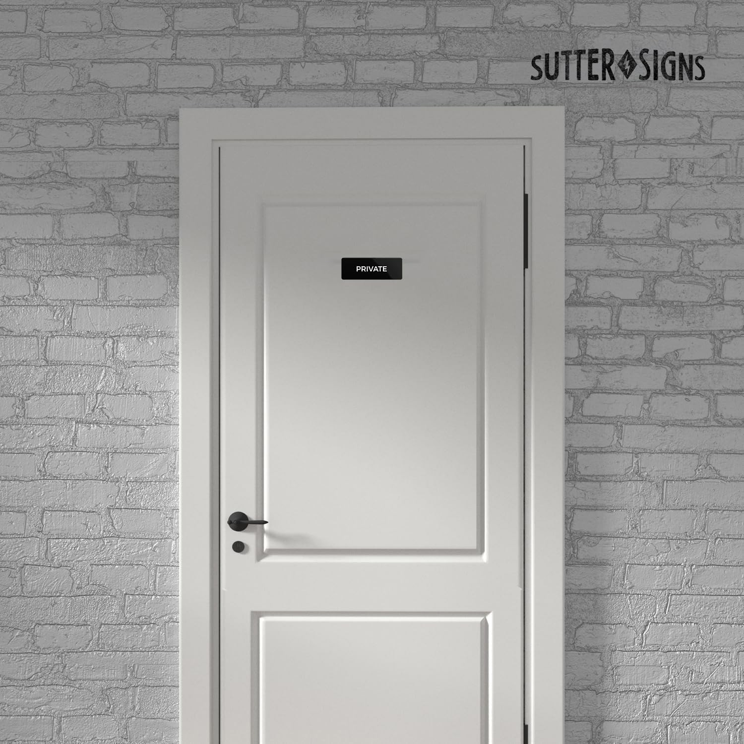 2×6 Private Sign, Durable ABS Plastic, Full Adhesive Back, Door, Wall