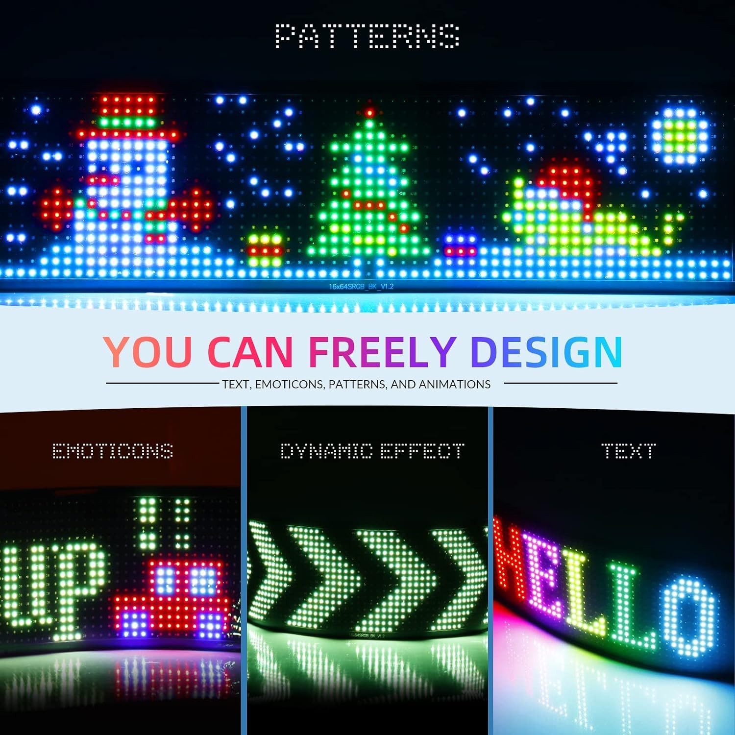 Programmable 15”x4” LED Display Sign – Vibrant Colors, App Control Included