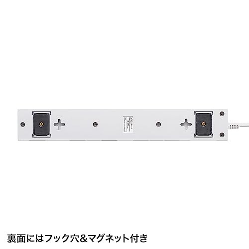 Sanwa Supply Power Strip 10 Outlets x 2-Pin 1m Multi-Plug Layout Lightning Guard