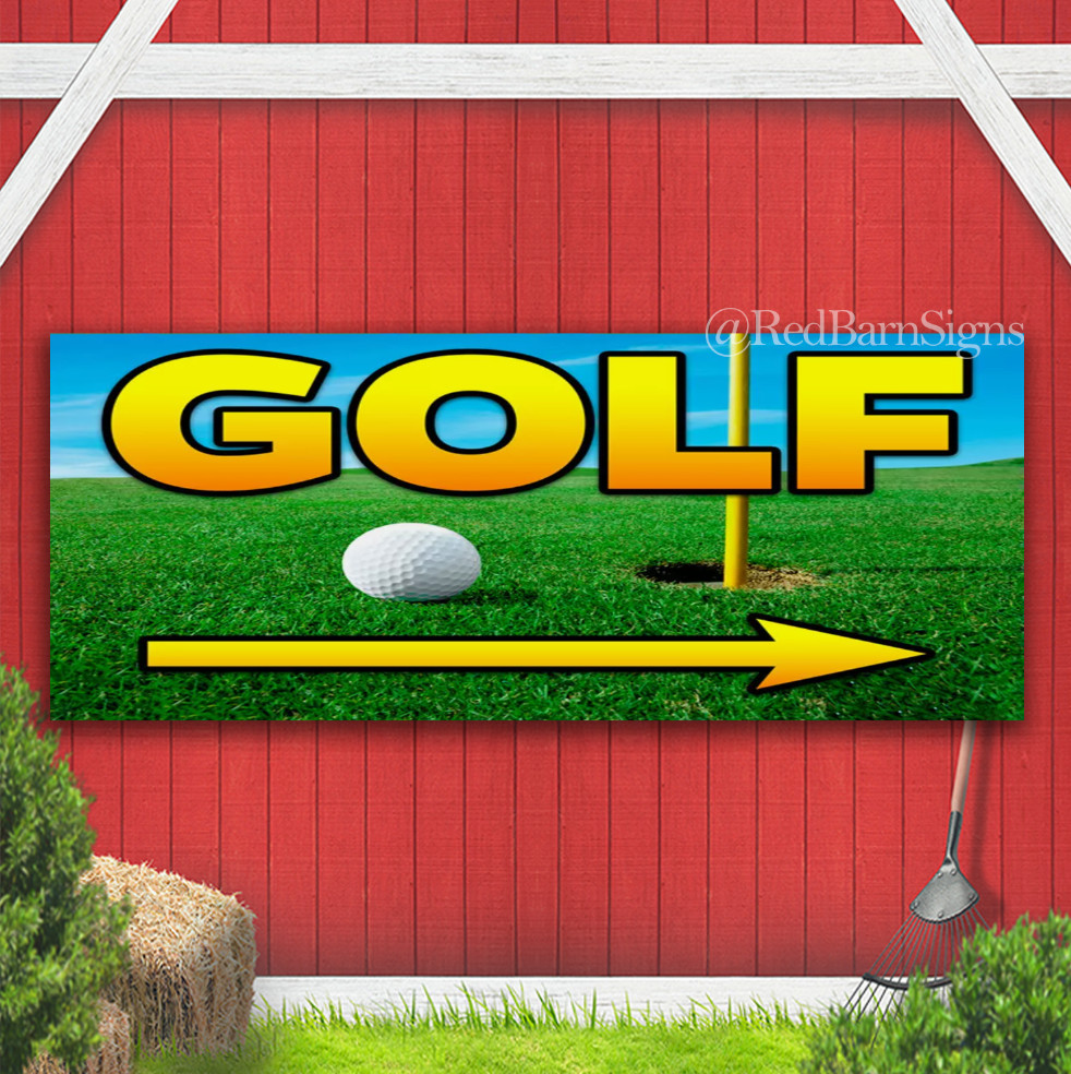 GOLF Arrow One-Sided Banner Signs with Grommets