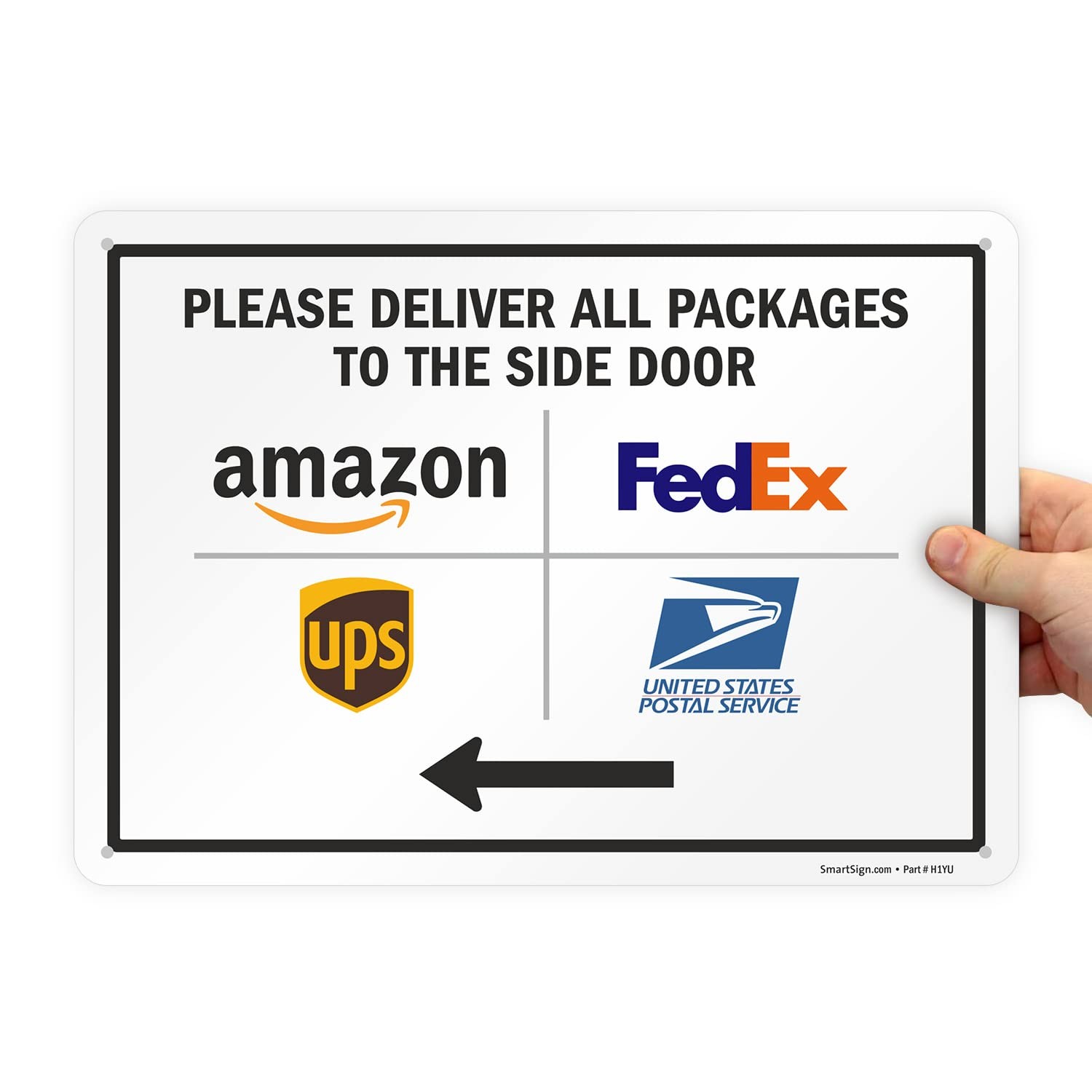 10 x 14 inch “Please Deliver All Packages to The Side Door” Metal Sign with L…