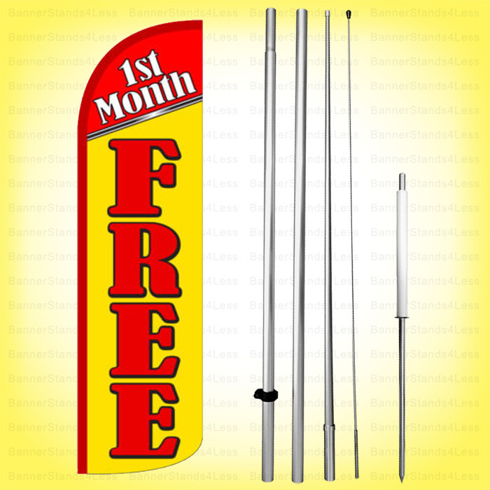 1ST MONTH FREE – Windless Swooper Flag Kit 15′ Feather Banner Sign rq-h