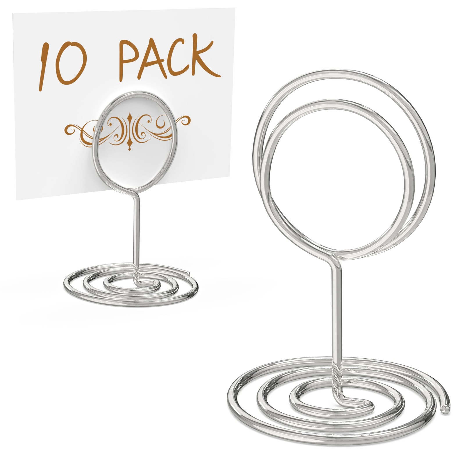 10 Pack Silver Table Number Holders – Place Card for Small,