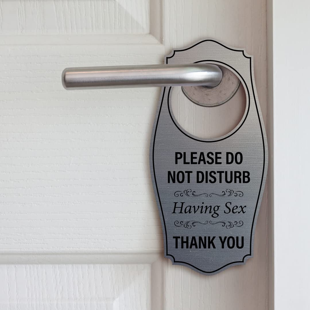 1 PC 4×8 inch Do Not Disturb Having Sex Thank You Door Hanger Black and Gold