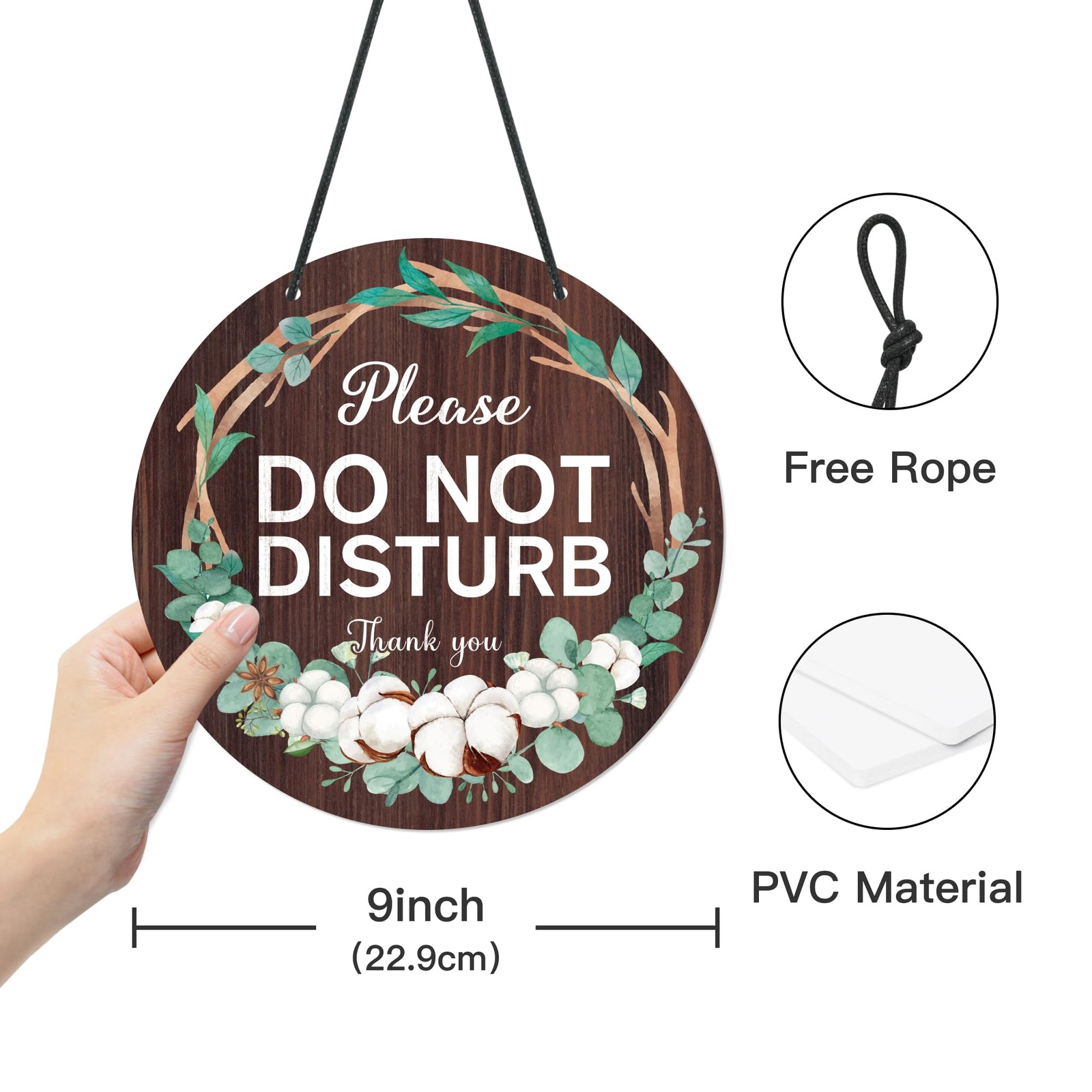 Office Sign Round PVC Door Hanger 9 Inch In Session Do Not Disturb Welcome