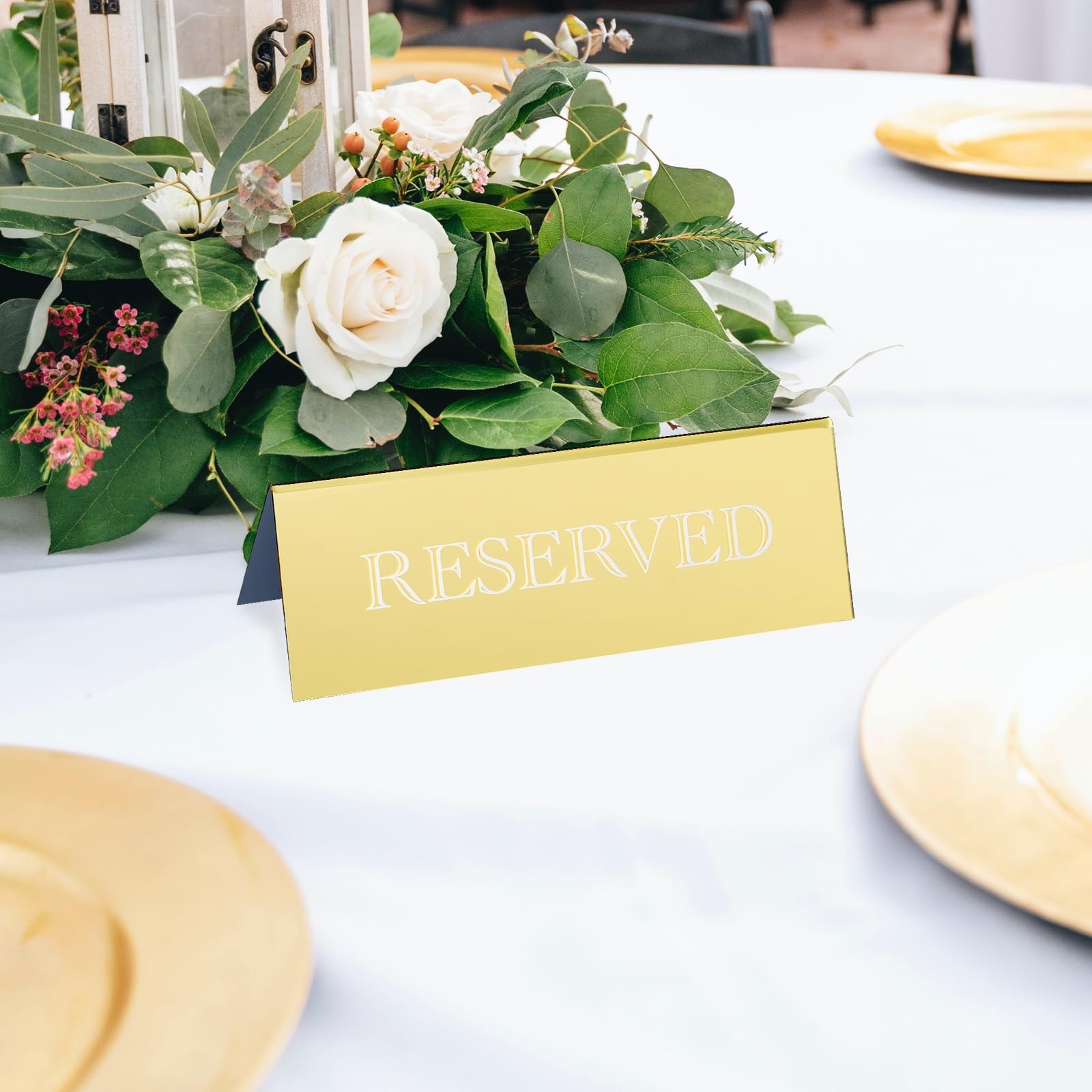 6 PCS Gold Mirror Acrylic Reserved Table Tent Signs 7.9×2.7 Inch Wedding Decor