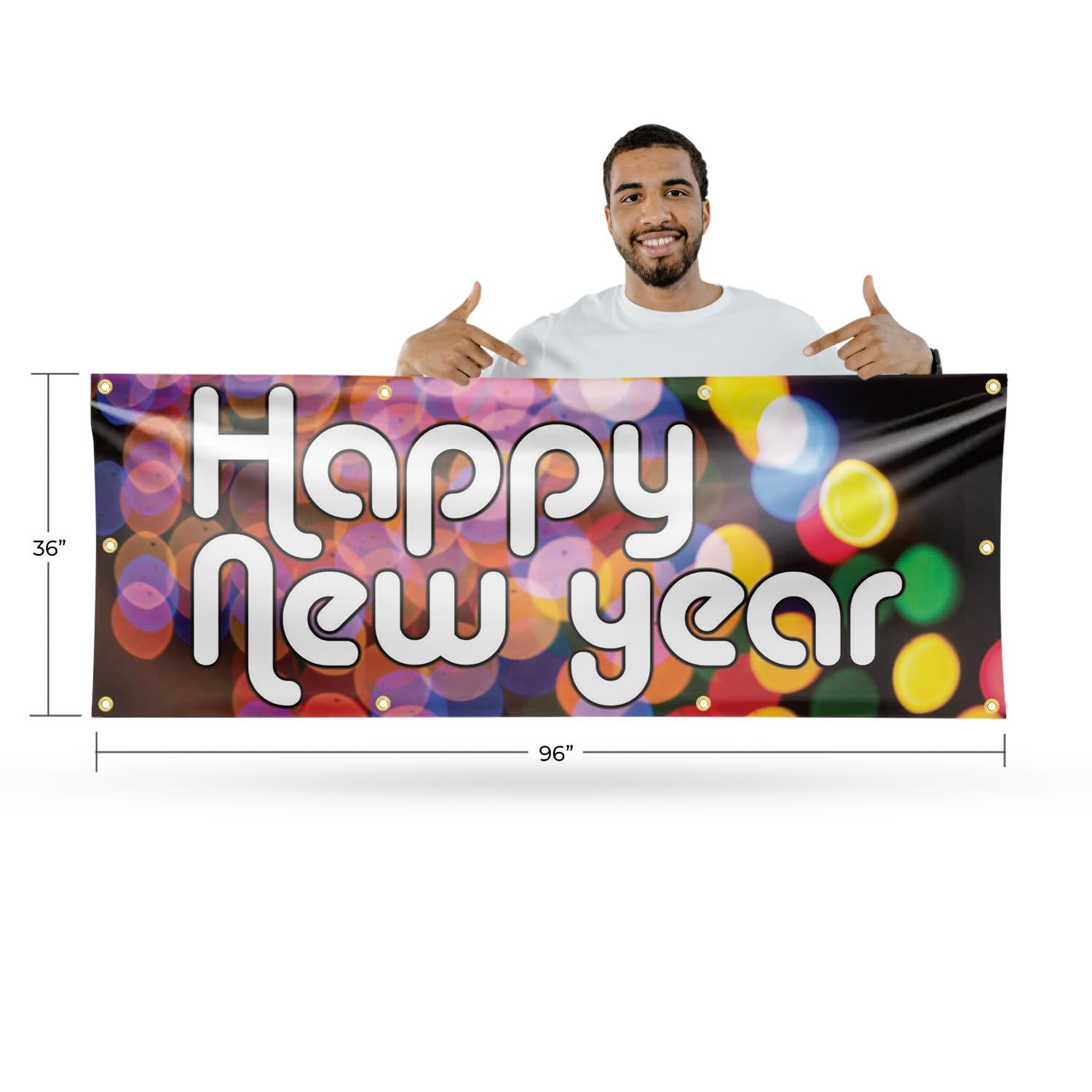 Signmission Happy Year Banner Sign 36 X 96 13 Oz Vinyl Metal Single-Sided