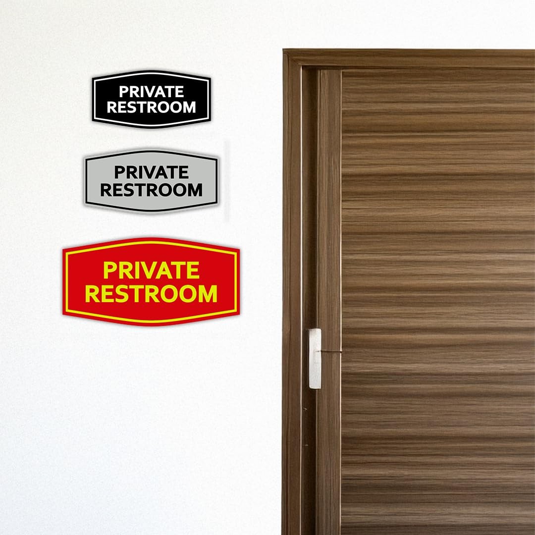 1 PCS Medium Brushed Silver Fancy Private Restroom Sign Door Wall Mount
