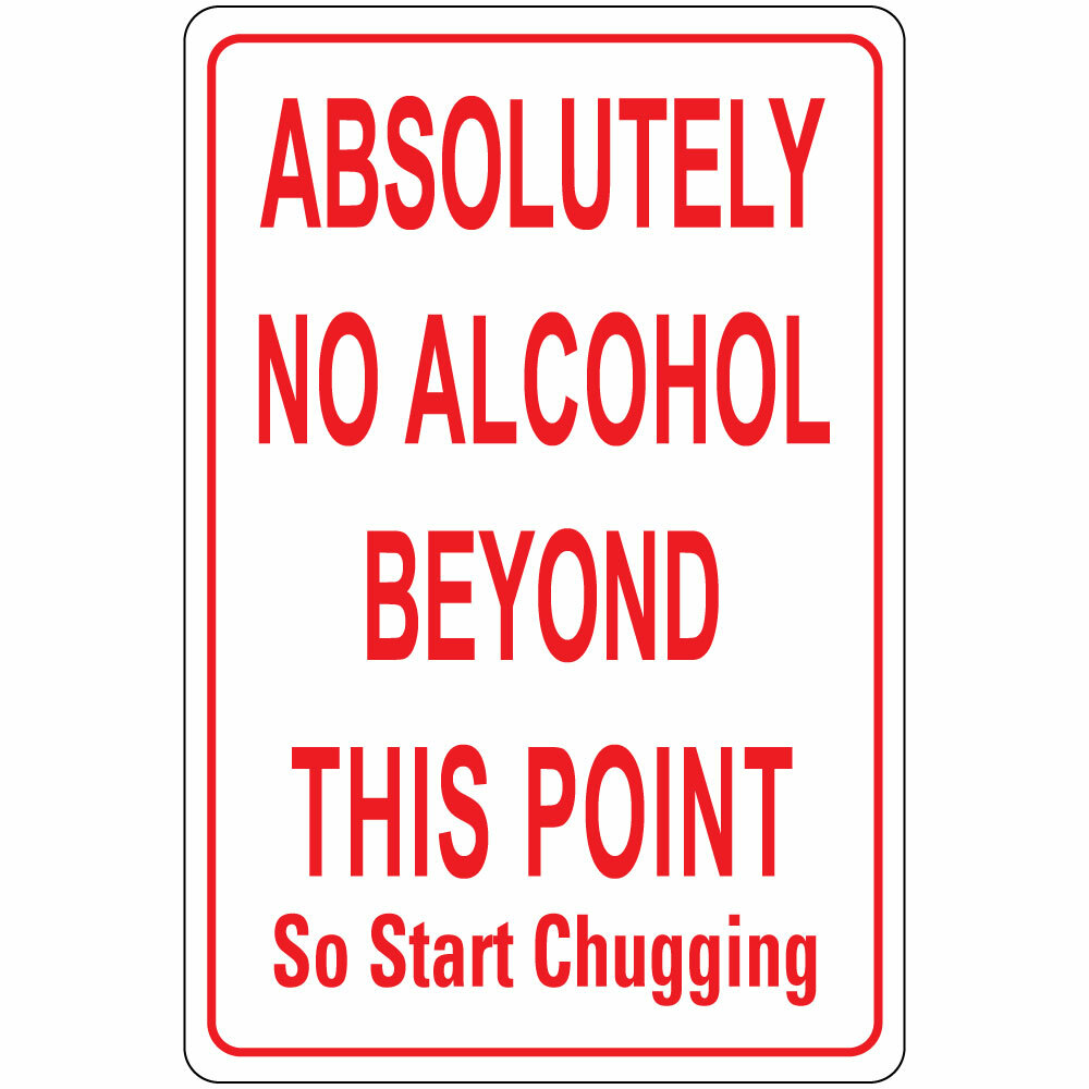 Vertical Metal Sign Multiple Sizes Absolutely No Alcohol Beyond This Point Silly