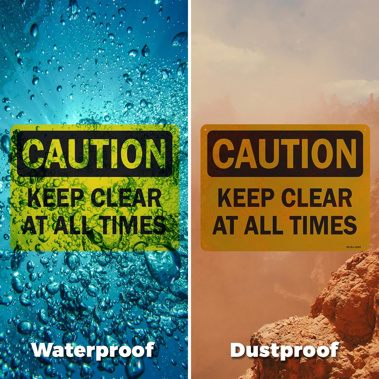Keep Clear At All Times OSHA Caution Sign Metal, Plastic, Decal – 5 or 10 Pack