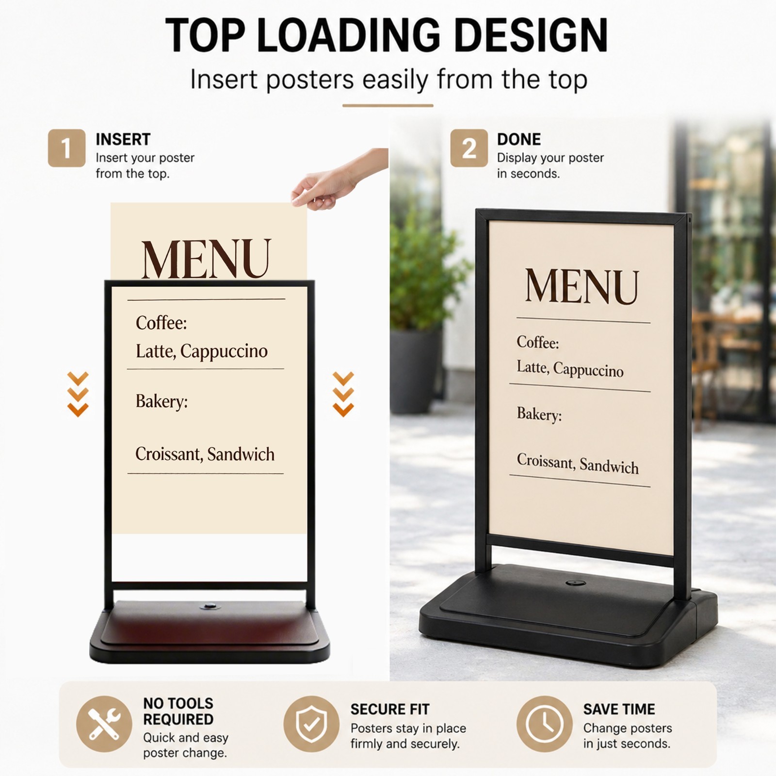 Floor Stand Sign Holder 23⅔”x35½” Indoor/Outdoor Sidewalk Refillable Water