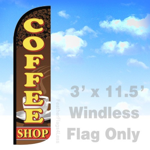 COFFEE SHOP Windless Swooper Flag 3×11.5′ Feather Banner Sign – q
