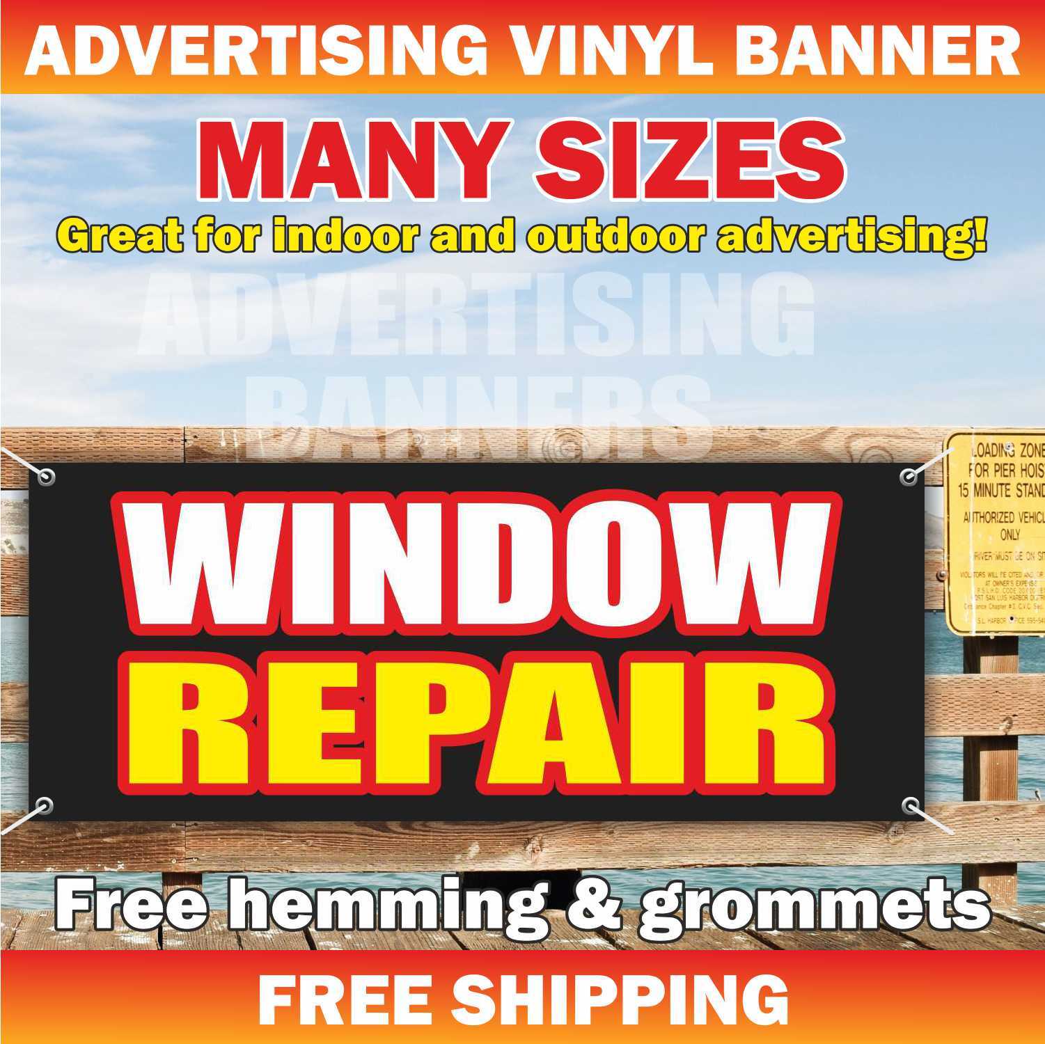 WINDOW REPAIR Advertising Banner Vinyl Sign Regulators Service Mechanic Tint