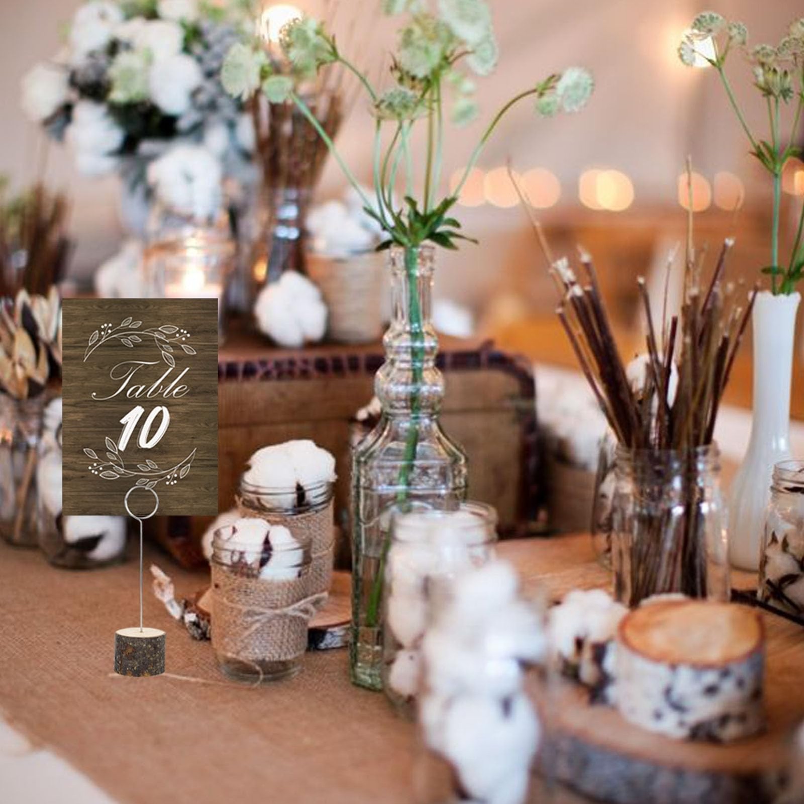 26 PCS Rustic Table Number Cards 125 With Wood Holders For Wedding Party