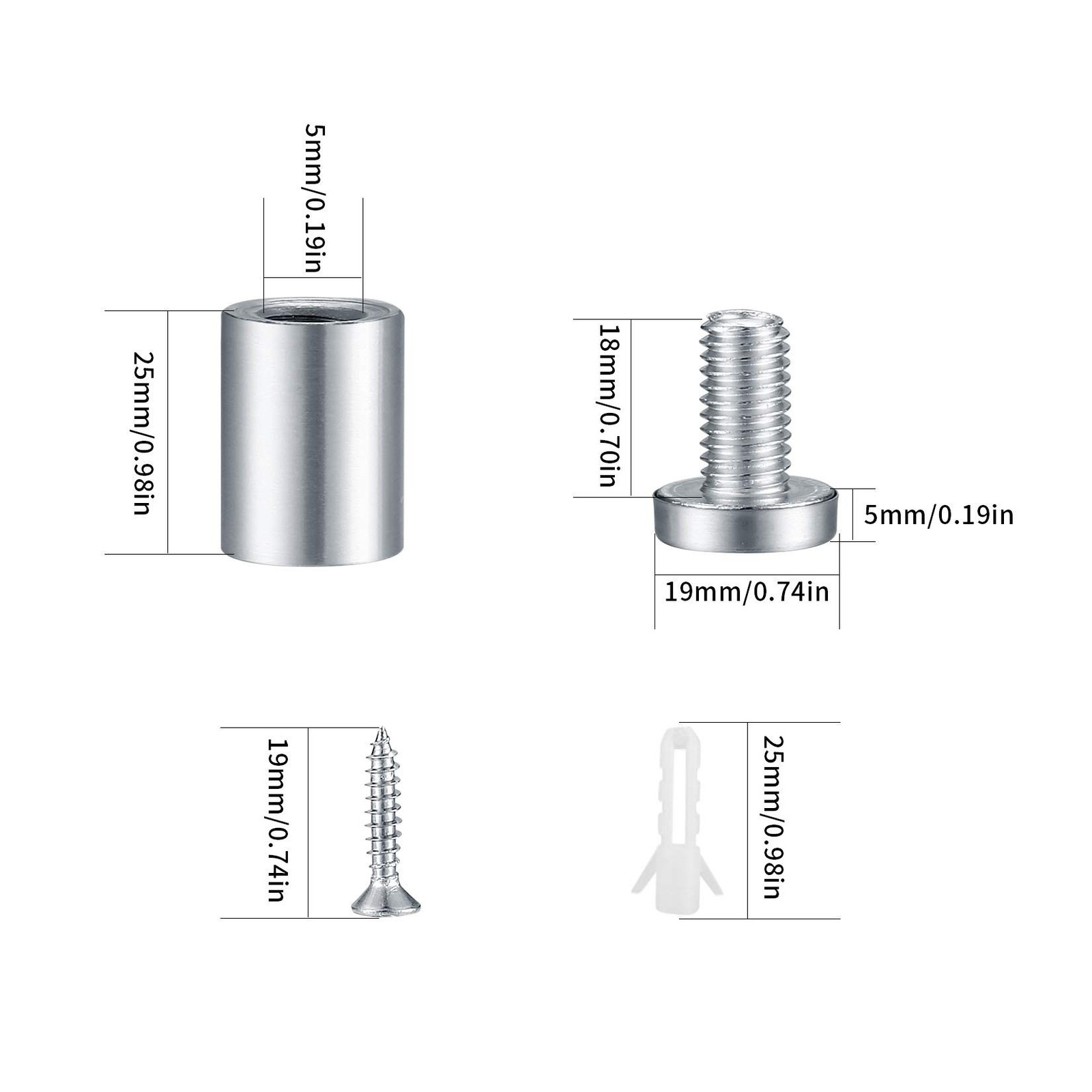 10 Pcs Sign Standoff Screws, Stainless Steel Glass Standoffs, Wall Standoff M…