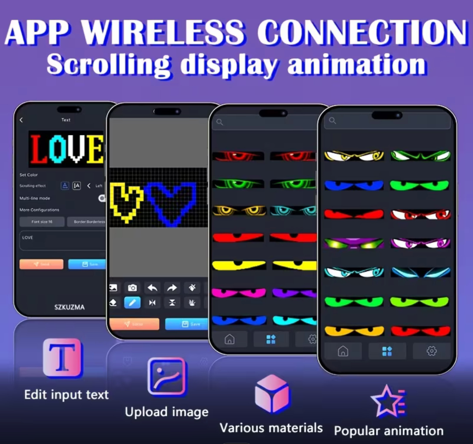 Programmable LED 15″x4″ Flexible Display Remote Control Bluetooth Mobile App
