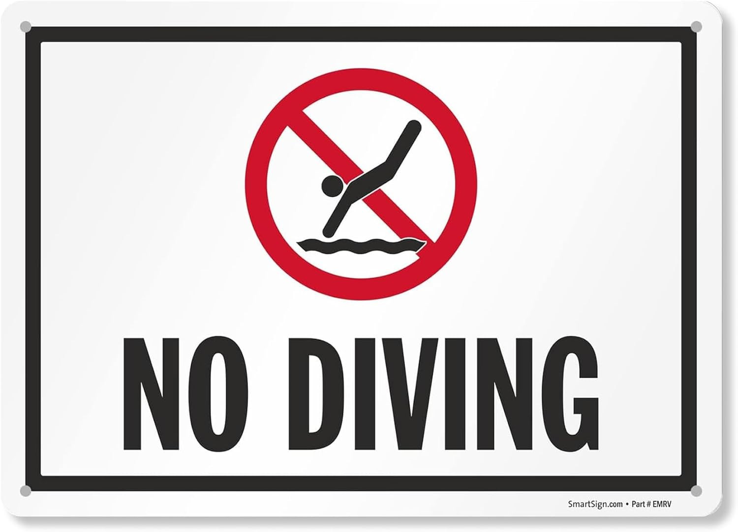 10×14 Inch No Diving Metal Sign, Rustproof Aluminum, Made in USA
